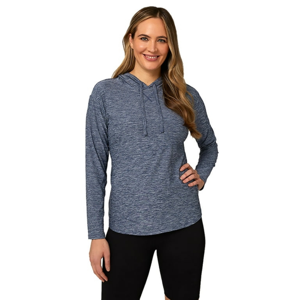 NWT 32 Degrees Women's Cool Long-Sleeve Hooded T-Shirt Inky Indigo
